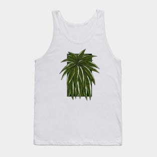 Vintage doodle illustration of Green Monstera Leaves Tank Top